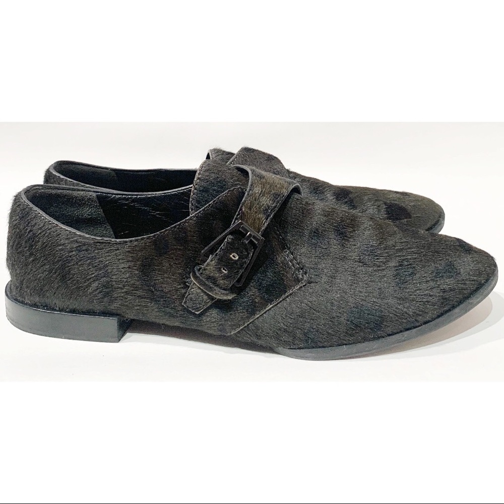 Alexander Wang black/deep olive pony hair oxford